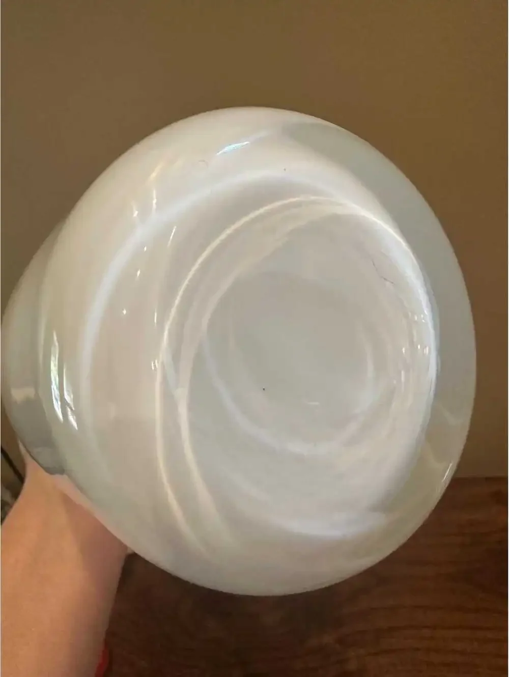 Vintage White Opaline Encased in Clear Art Glass MCM Vase 23” Tall